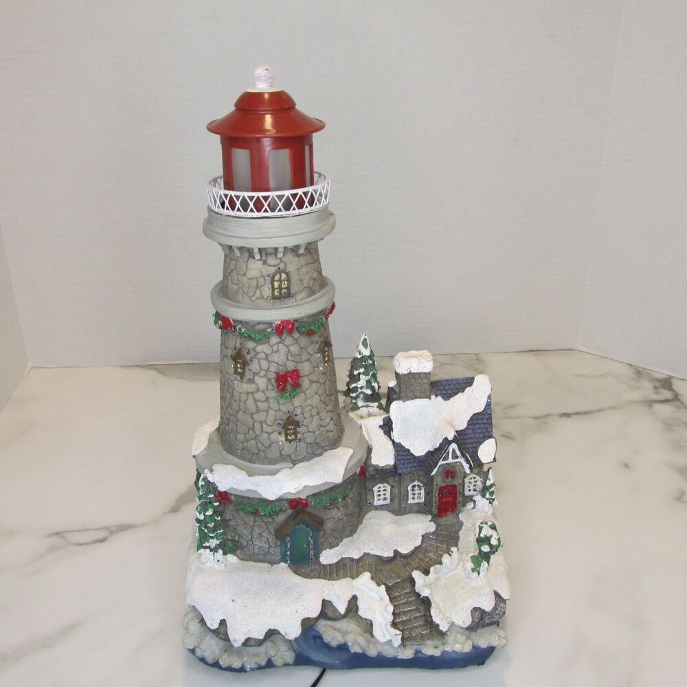 Target Christmas Fiber Optic Lighthouse Village Rotating Light Color Changing